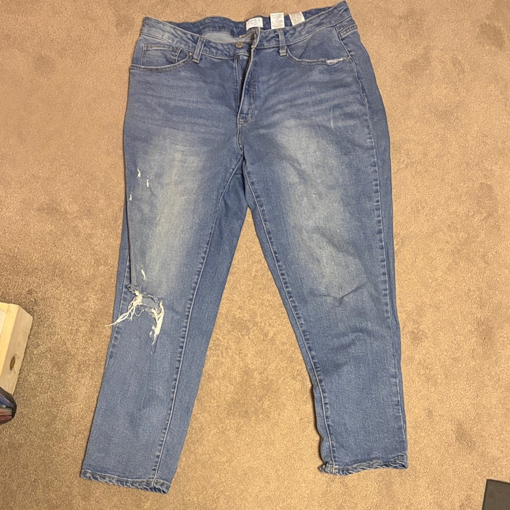 Time and Tru Distressed Mid-Blue Boyfriend Jeans